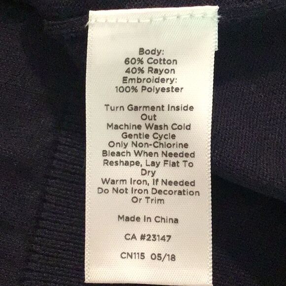 Talbots Nautical Embroidered Theme Navy Blue Long Sleeve Crew Knit Sweater - Picture 12 of 12